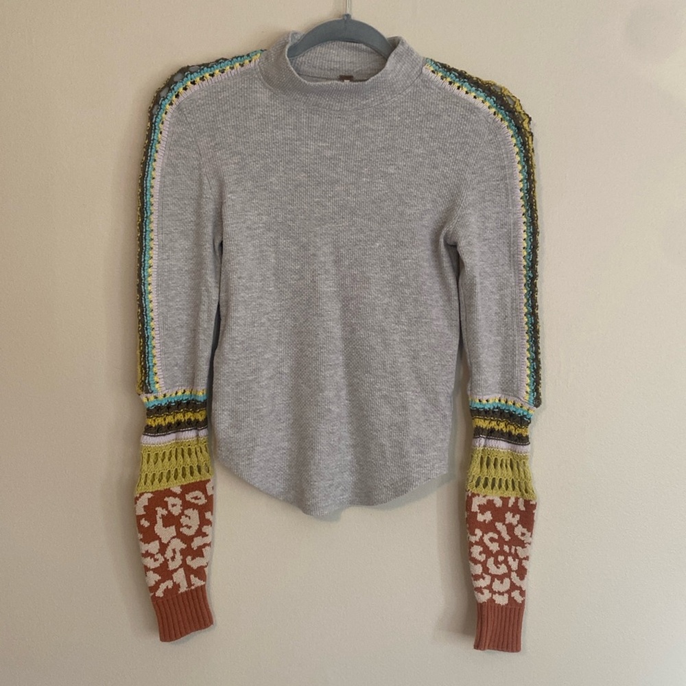 Free People crochet sleeve top